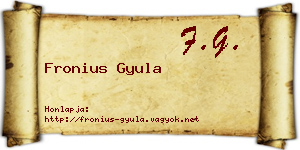 Fronius Gyula névjegykártya